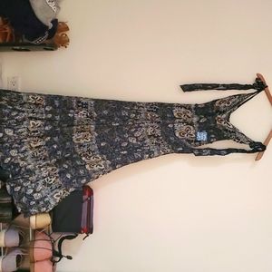 Free People Long earthy multi color a line dress